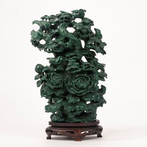  - Large malachite vase with lid, China, 20th century