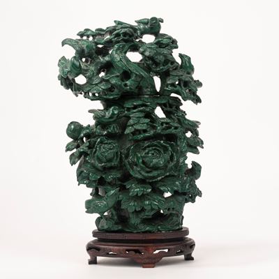 Grande Vaso in Malachite con Coperchio, Cina Secolo XX