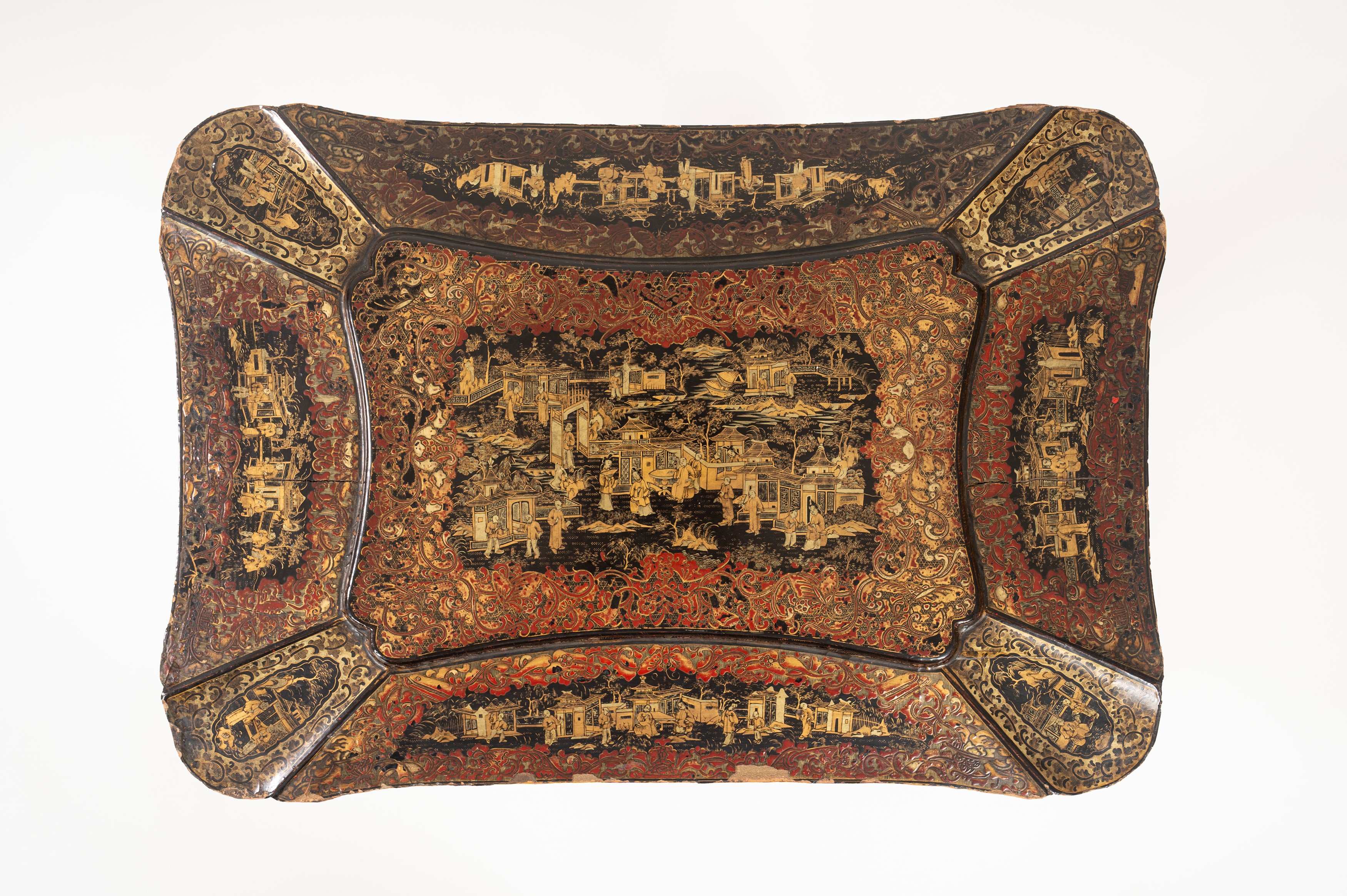 Tavolino da Lavoro in Lacca Decorato a Chinoiserie, Secolo XIX