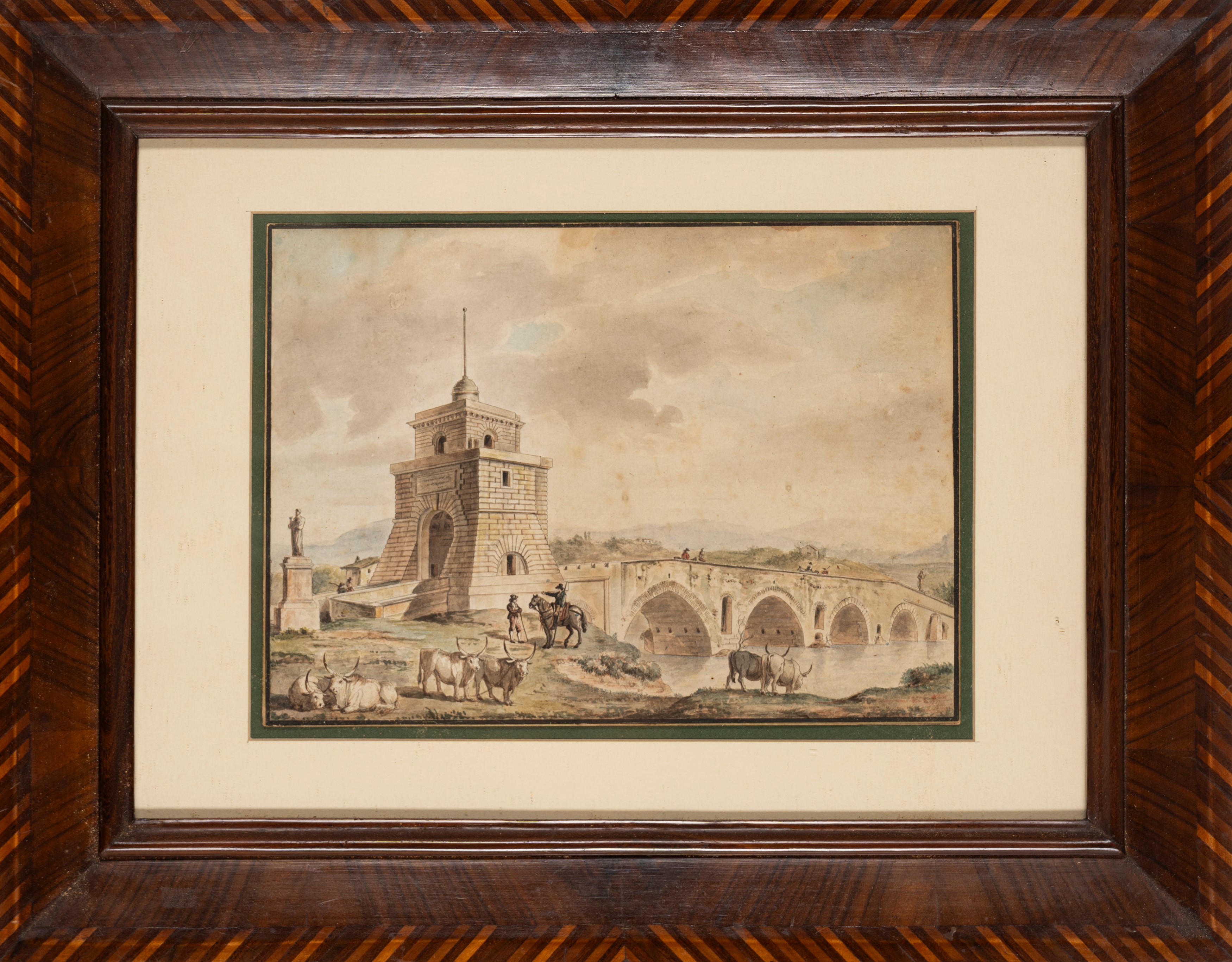 Scuola Romana, Secolo XIX - Veduta di Ponte Milvio