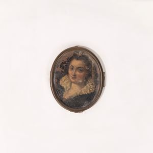 Miniatura su rame raffigurante ritratto di gentildonna, secolo XVII