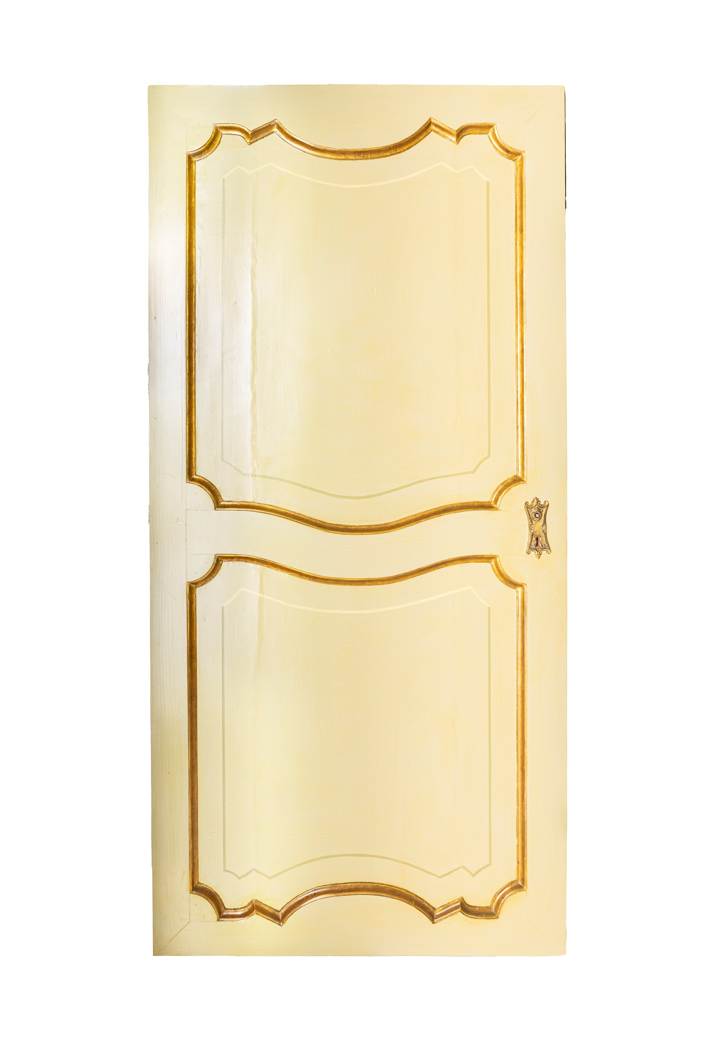 Quattro porte in legno dipinto e parzialmente dorato