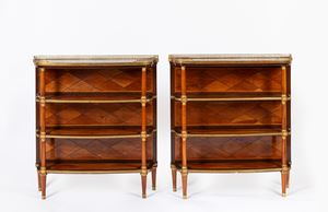 Coppia di etagère in bois de rose e bois de violette