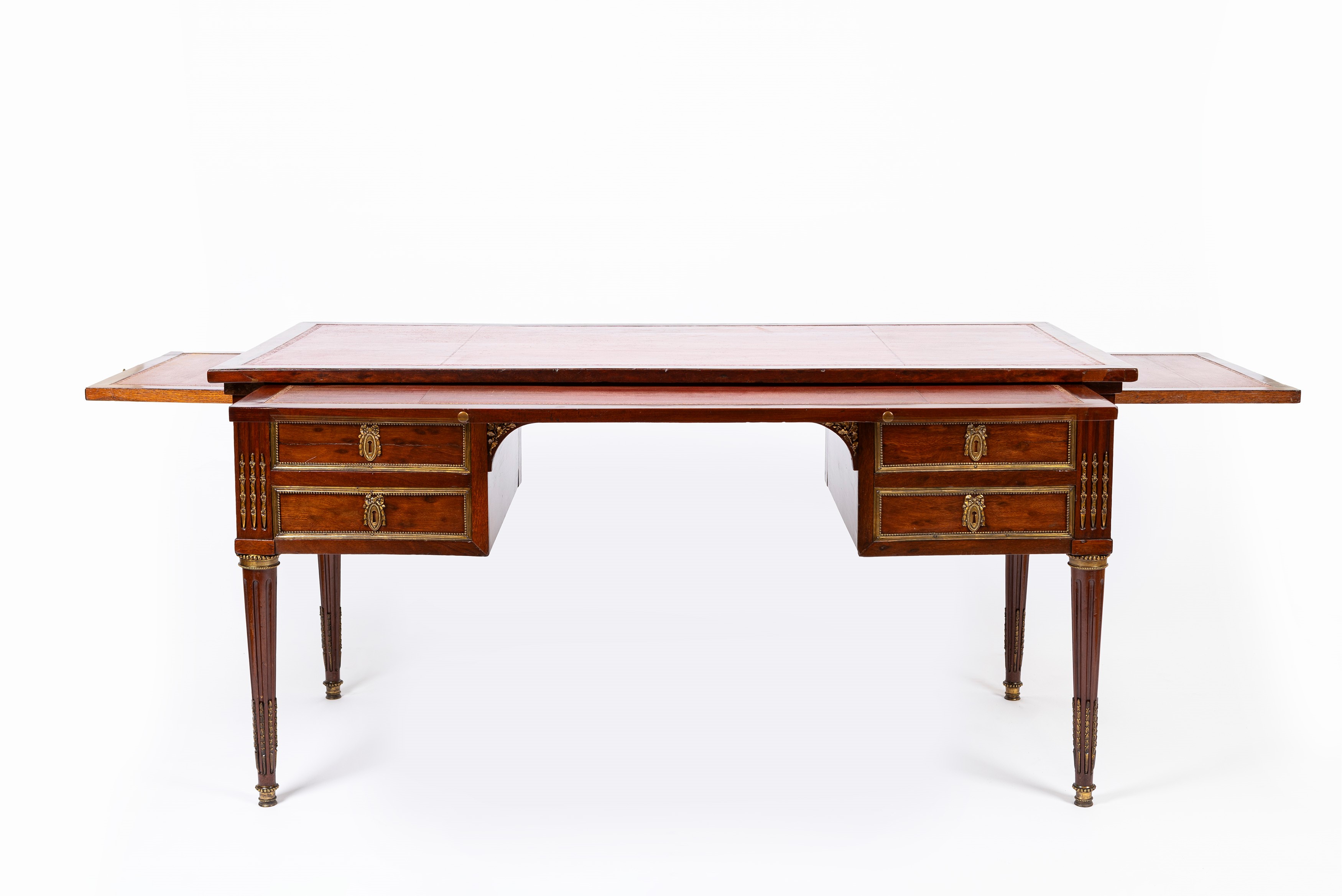 Scrivania da centro in mogano e bronzo dorato