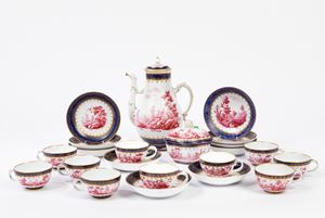 Parte di servizio da caffè in porcellana policroma