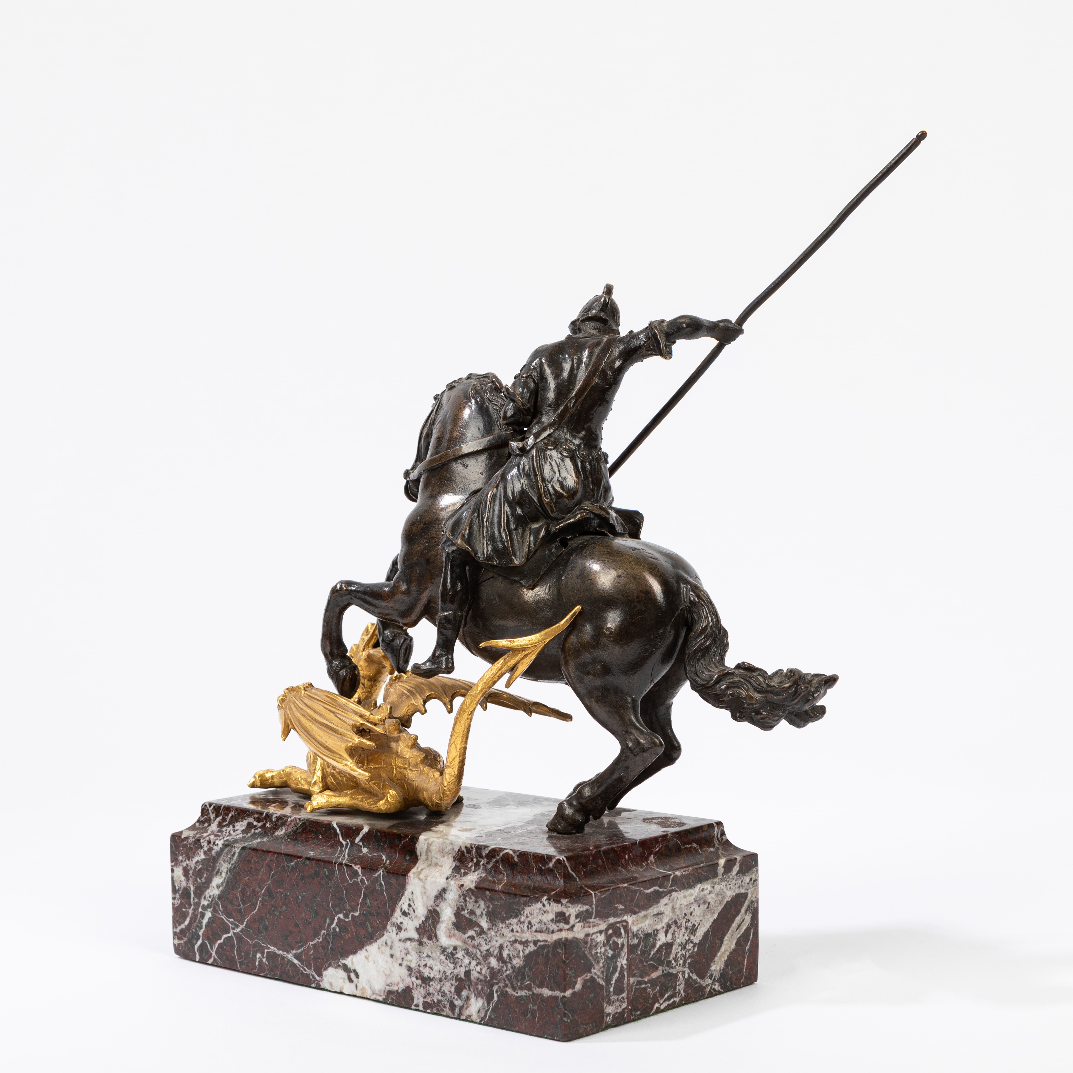 Bottega di Francesco Fanelli, Secolo XVII. Gruppo in Bronzo Raffigurante San Giorgio ed il Drago