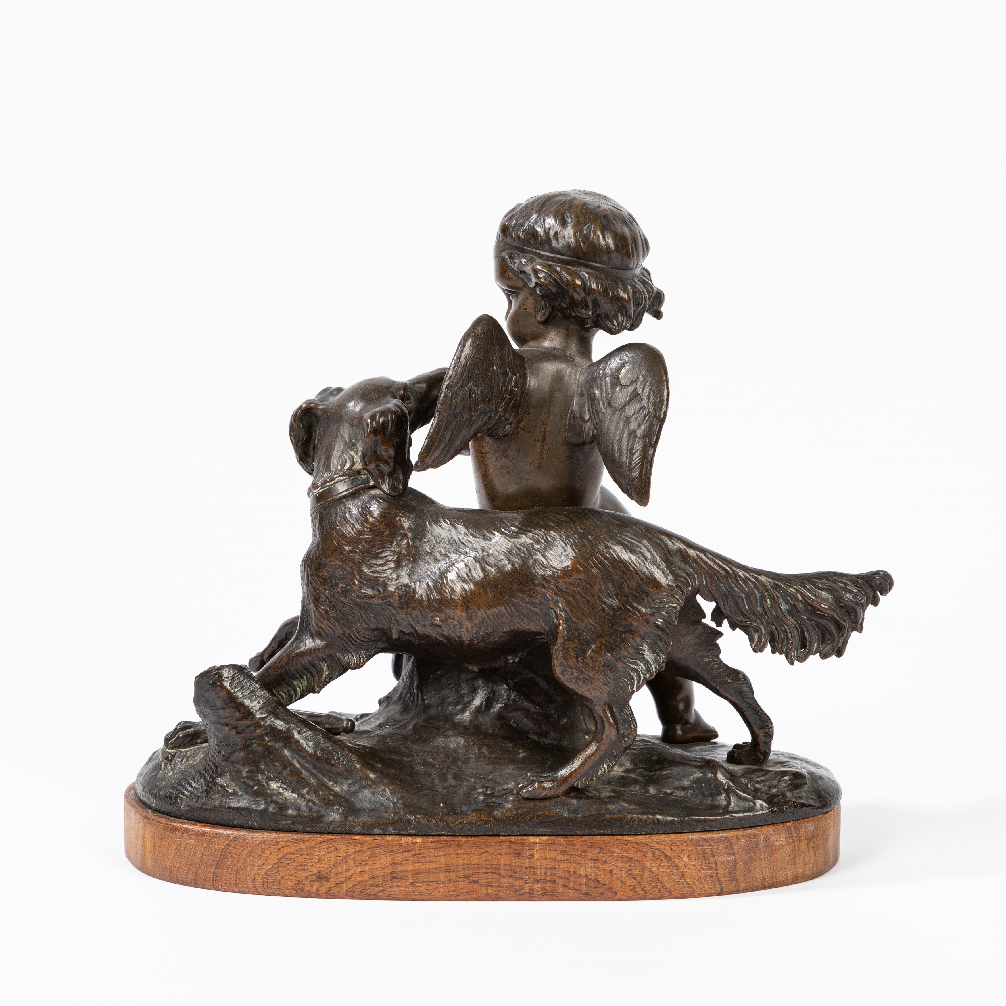 Defeu, Scultura in bronzo raffigurante un amorino con cane