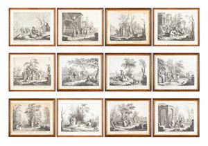 Francesco Bartolozzi (Florence, 1727 – Lisbon, 1815) Based on inventions by Giuseppe Zocchi, The twelve months of the year, twelve etching and burin prints