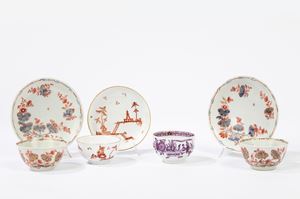 Four cups of which one without saucer. Manufacture of Geminiano Cozzi