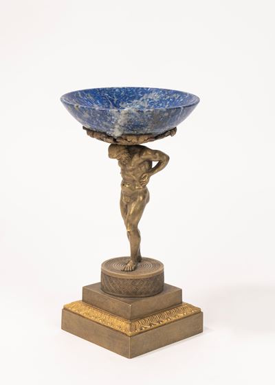 Alzata in Bronzo Dorato e Lapislazzulo, Secolo XIX