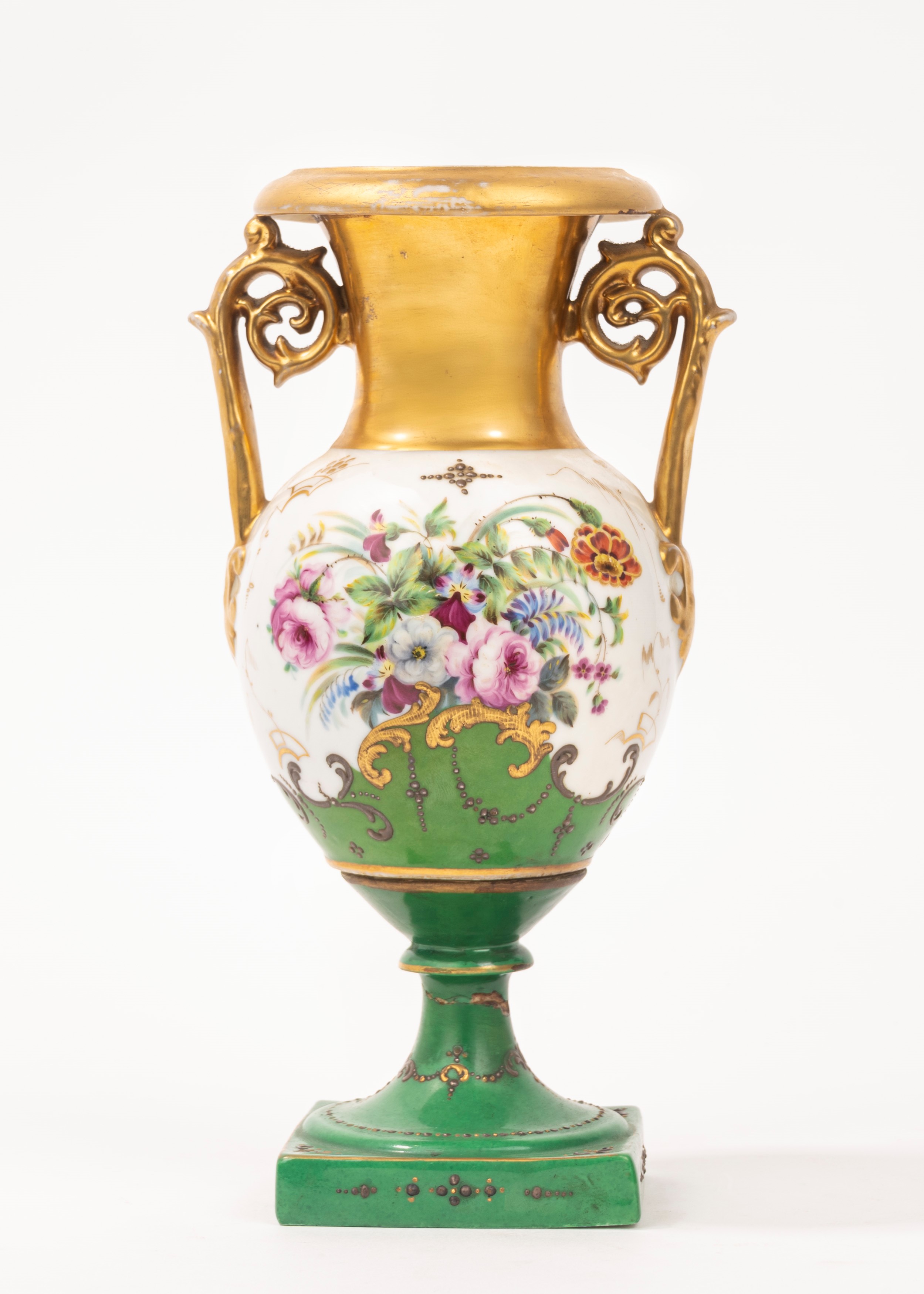Vaso Biansato in Porcellana Policroma, Secolo XIX