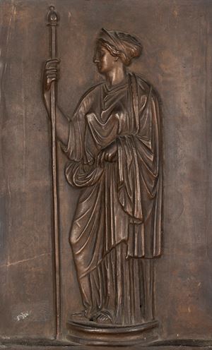 Formella in bronzo con bassorilievo raffigurante Giunone, secolo XIX