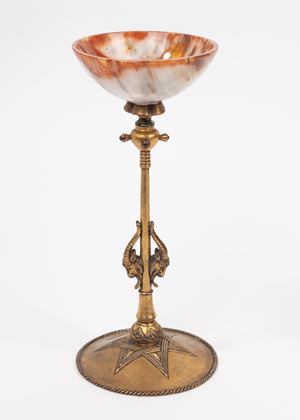 Esoteric cup in bronze and agate, 19th-20th centuries