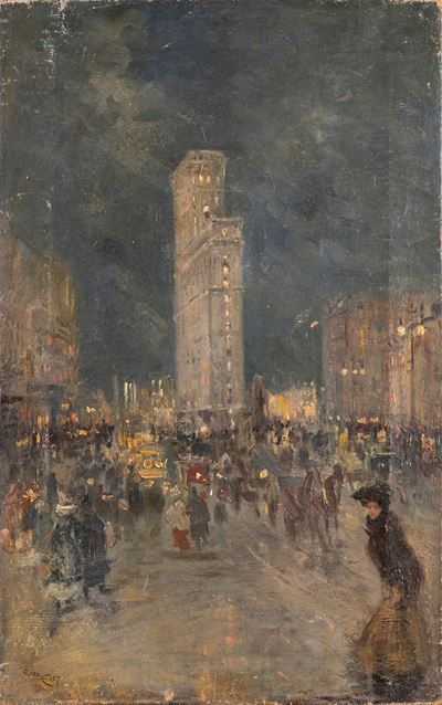 Londra di sera, olio su tela