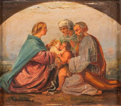 Sacra Famiglia (olio su cartone)