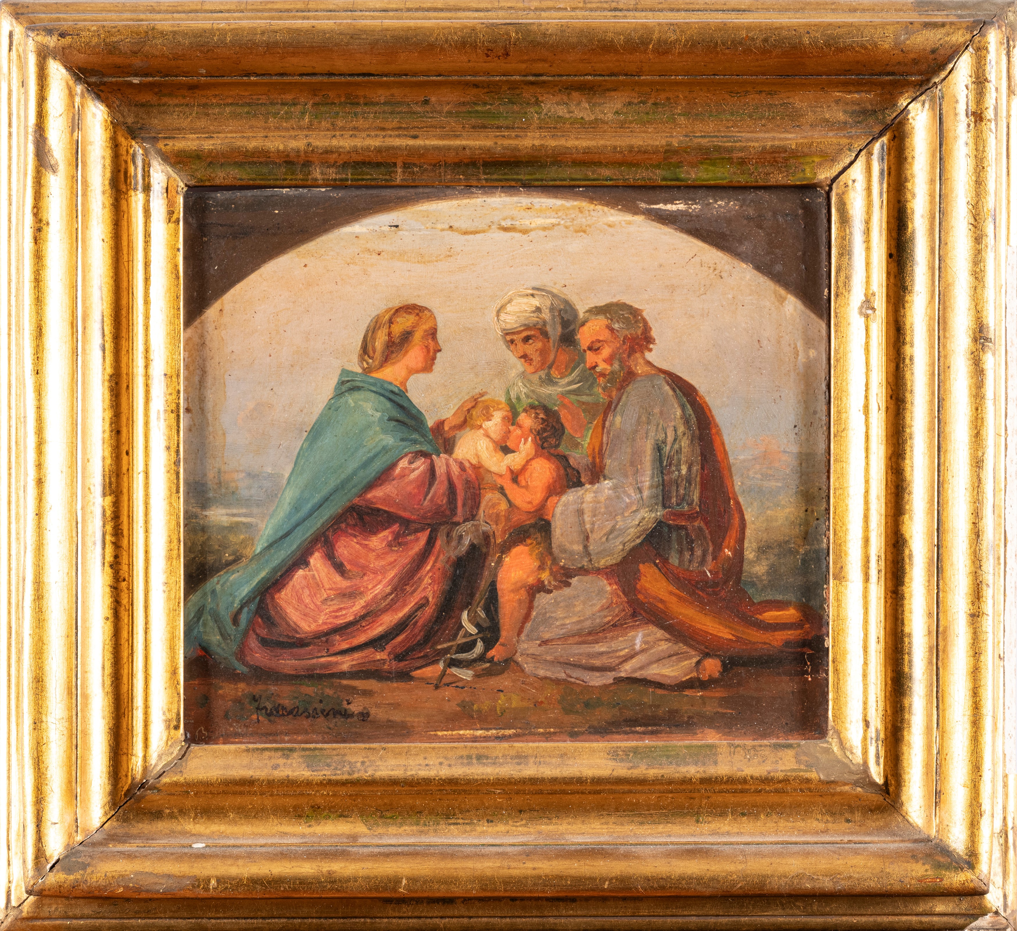 Cesare Fracassini - Sacra Famiglia (olio su cartone)