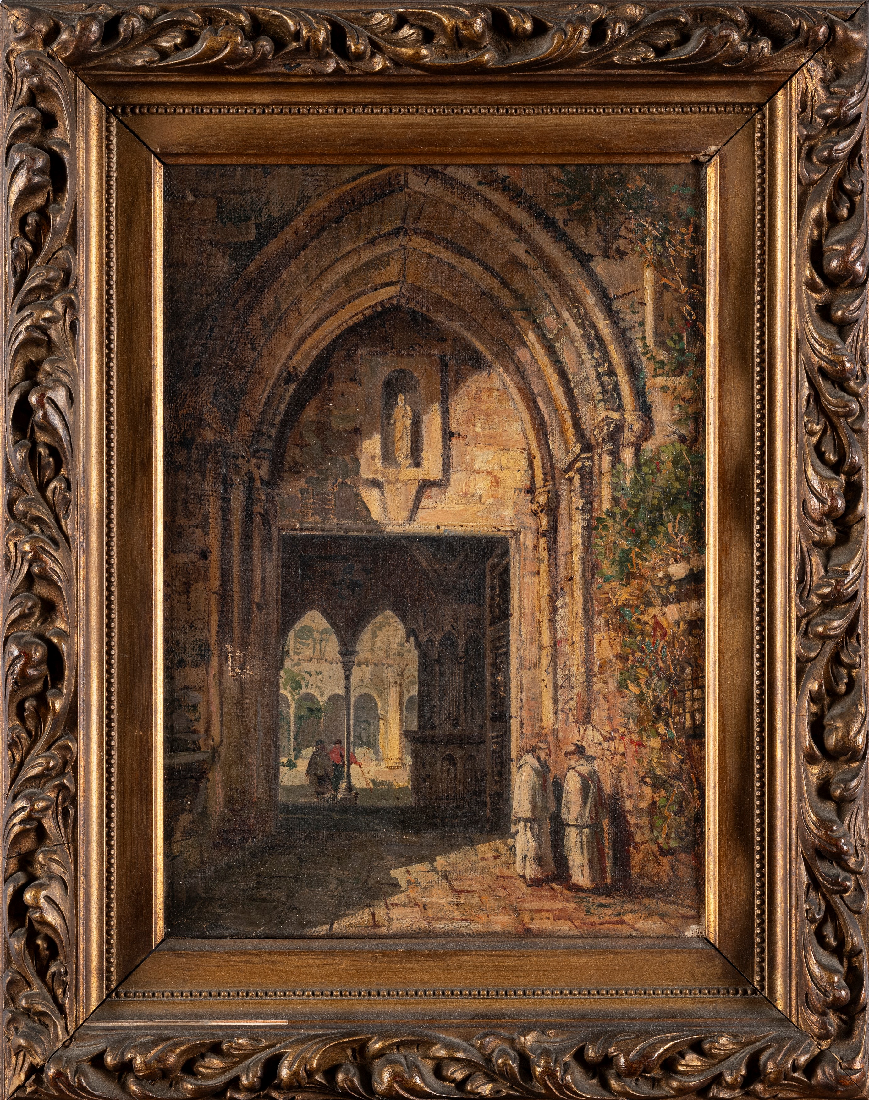 Scuola Lombarda, Secolo XIX - Anonimo, Nel monastero, olio su tela