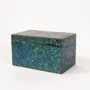 Wooden box covered with colored mosaic glass, late 19th century - early 20th century