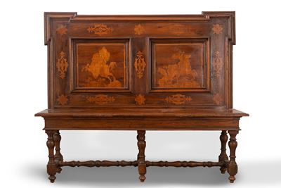 Panca in Legno Intarsiato, Secolo XVII