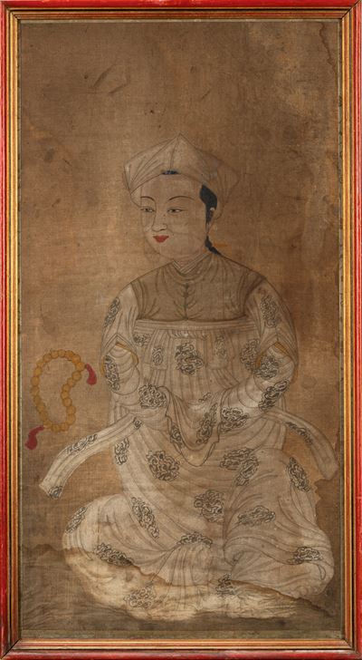 Dipinto su seta raffigurante dama, Cina, fine dinastia Qing
