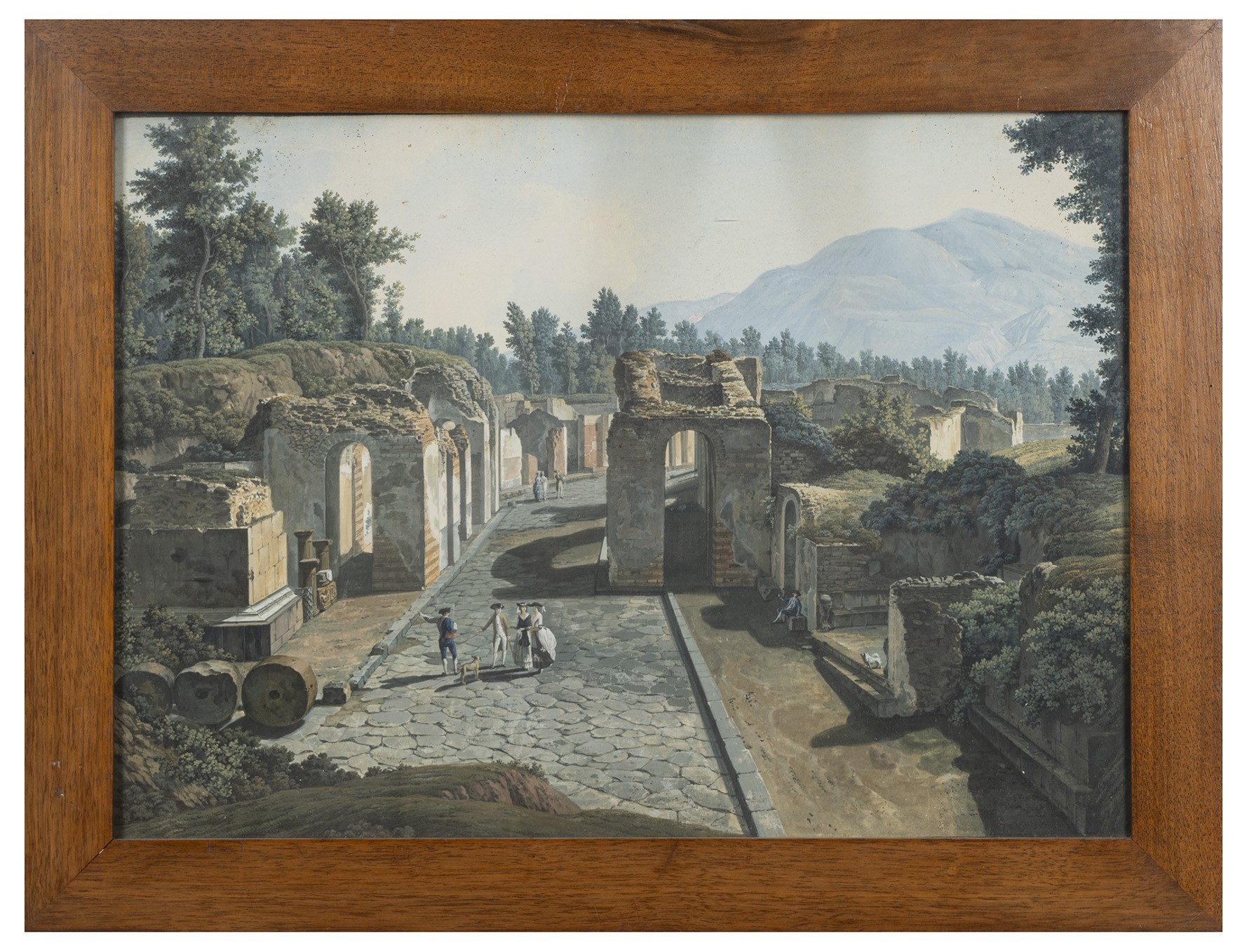 Scuola Italiana, Fine Secolo XVIII - Due Gouache con Vedute di Pompei