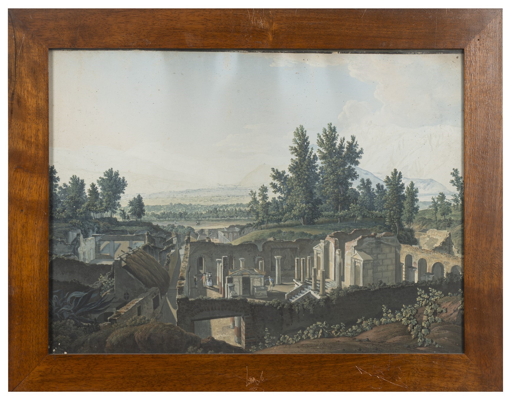 Scuola Italiana, Fine Secolo XVIII - Due Gouache con Vedute di Pompei