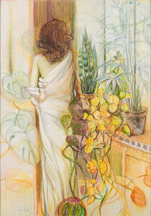 Woman with plants
