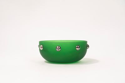 Ciotola in Vetro Satinato Verde di Murano, Cleto Munari