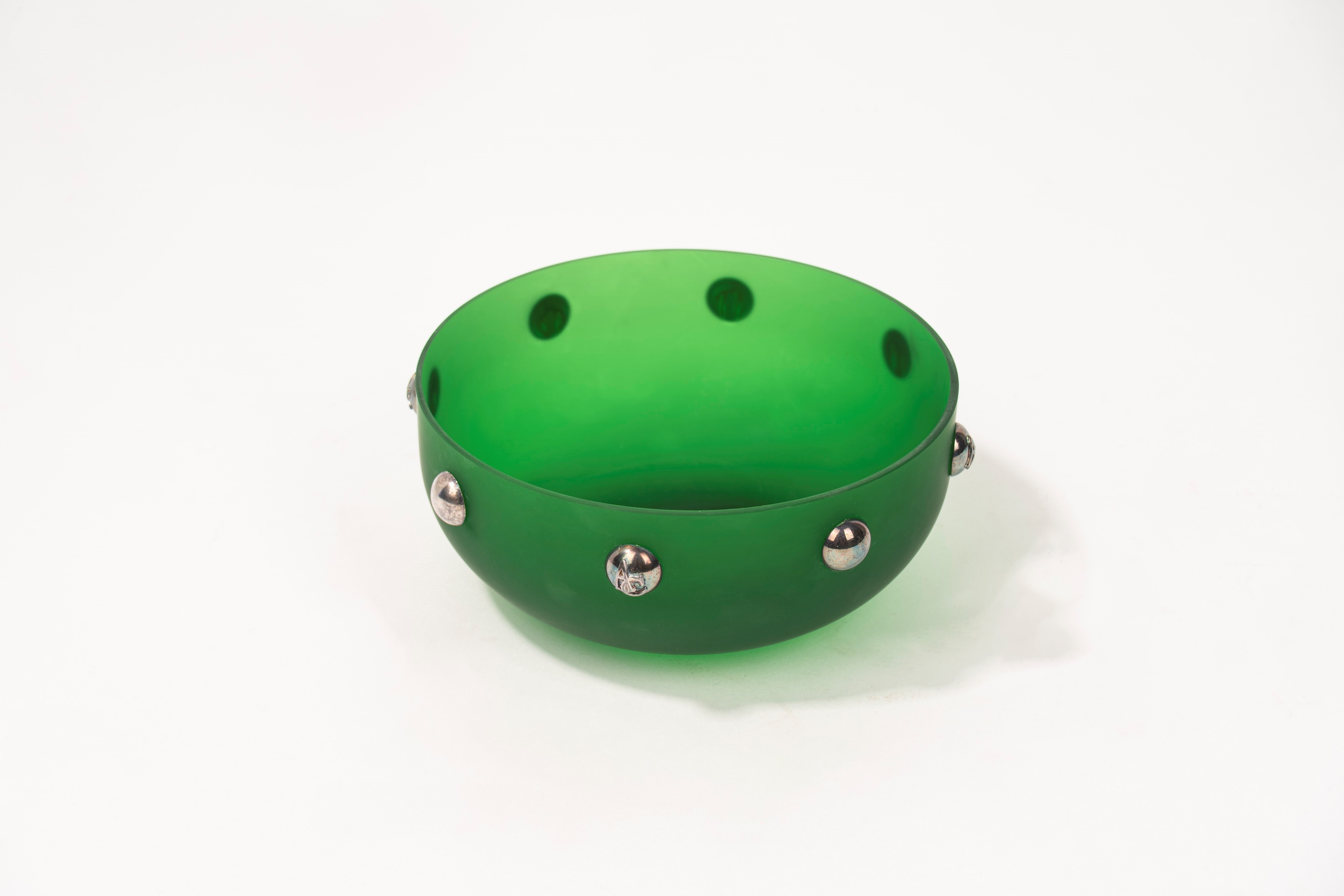 Ciotola in Vetro Satinato Verde di Murano, Cleto Munari