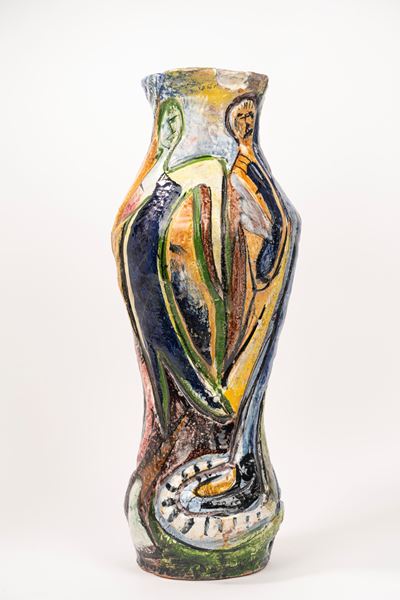 Grande Vaso in Ceramica Policroma, Anni '50 del Novecento