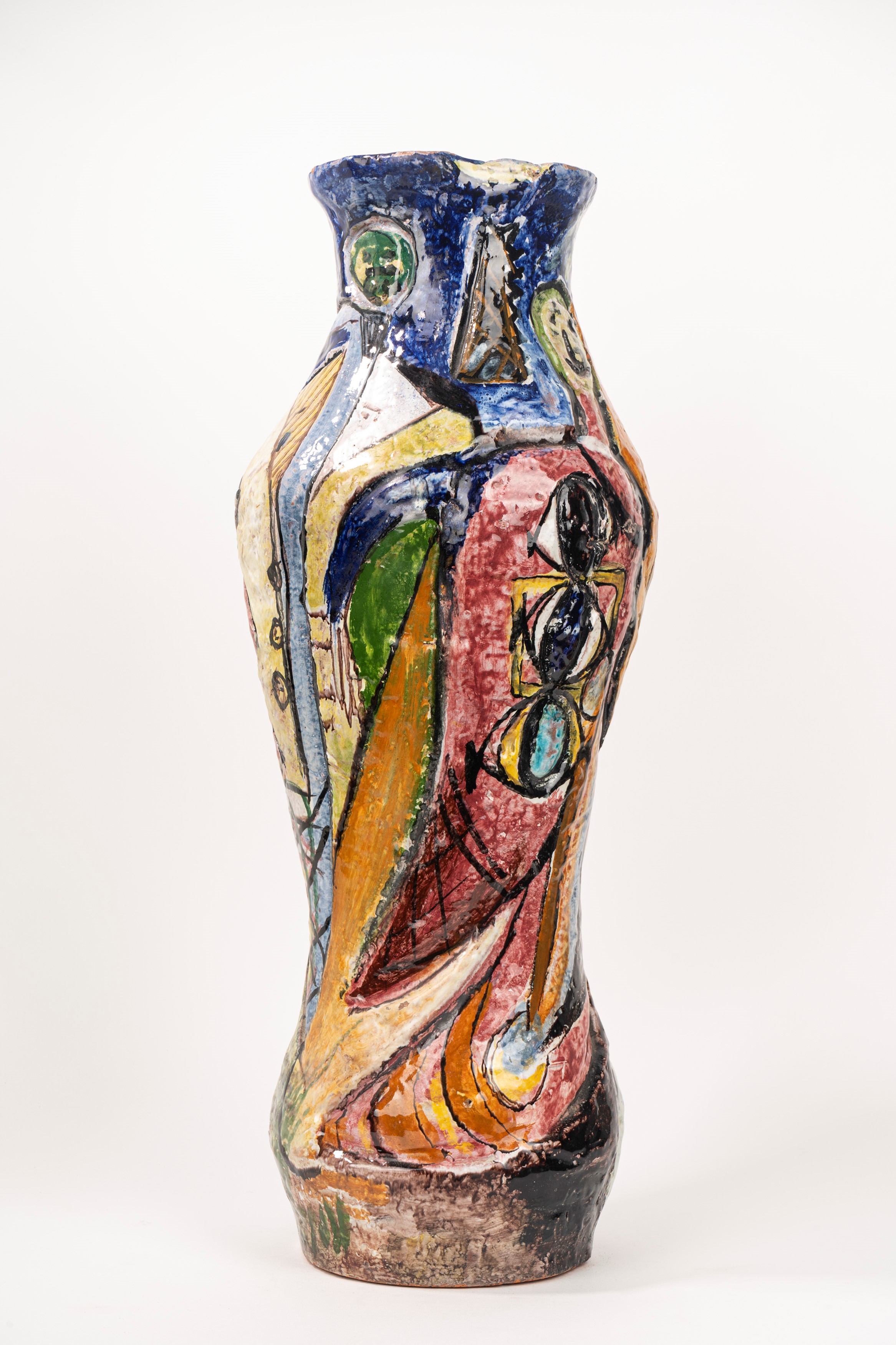 Grande Vaso in Ceramica Policroma, Anni '50 del Novecento