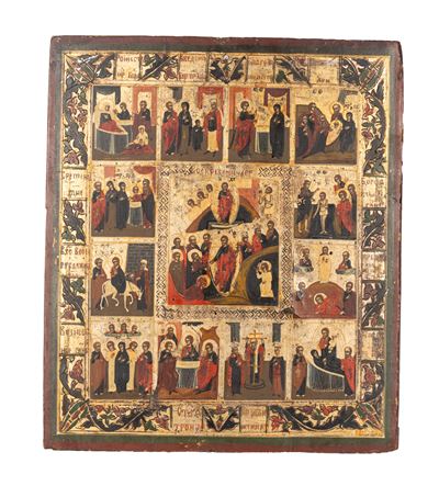 Icona Raffigurante le Dodici Grandi Feste Dell'anno Liturgico Ortodosso, Secoli XIX-XX