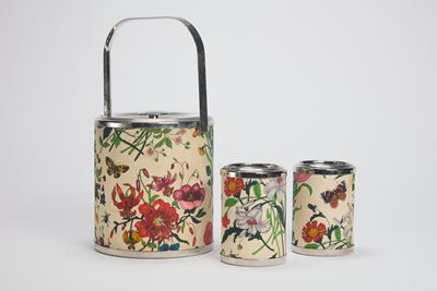 Set di Accessori per la Tavola, composto da secchiello per ghiaccio e due portabicchieri rivestit...