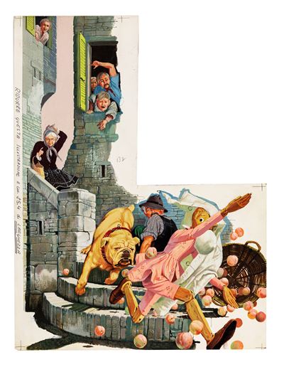 Illustrazione originale per 'Le avventure di Pinocchio', tempera su cartone sagomato