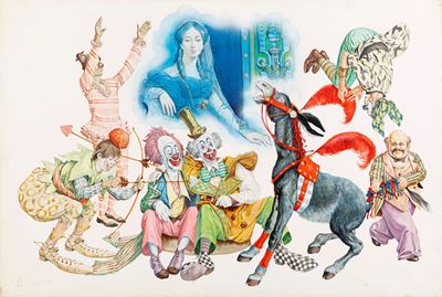 Illustrazione de 'Le avventure di Pinocchio', tempera su cartone