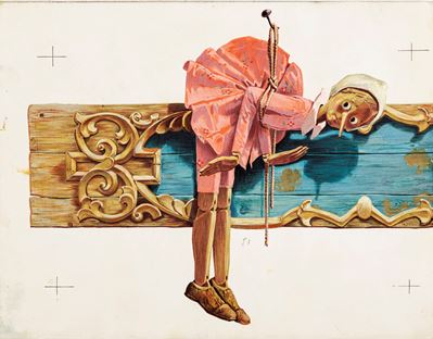 Le avventure di Pinocchio, tempera su cartone