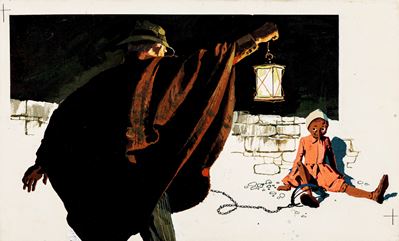 Illustrazione per Le avventure di Pinocchio, tempera su cartone