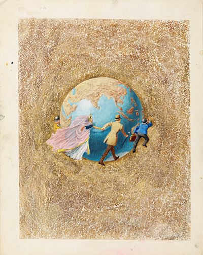 Il Giro del Mondo in 80 giorni, tempera su cartone