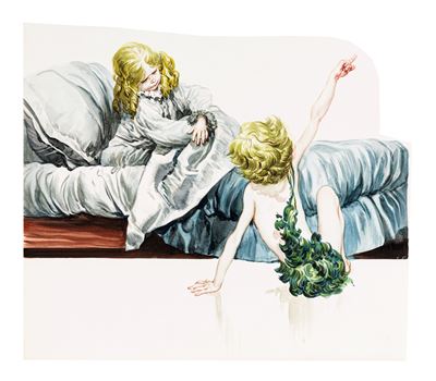 Peter Pan - Illustrazione originale, tempera su cartone sagomato