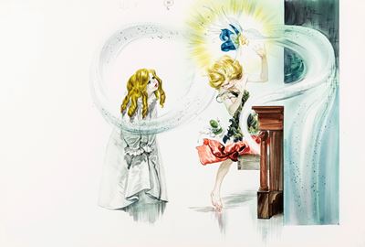 Peter Pan - Illustrazione originale, tempera su cartone