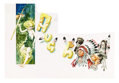 Peter Pan - Illustrazione originale in tempera su cartone sagomato