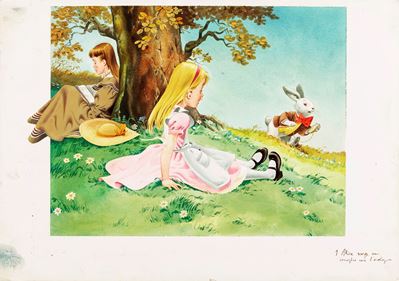 Lupatelli, Alice nel Paese delle Meraviglie, tempera su cartone