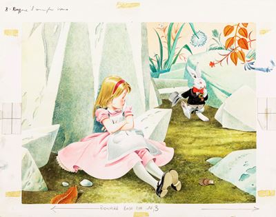 Lupatelli, Illustrazione per 'Alice nel Paese delle Meraviglie', tempera su cartone