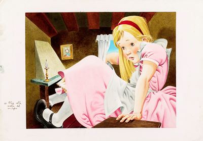 Lupatelli, Alice nel Paese delle Meraviglie, tempera su cartone