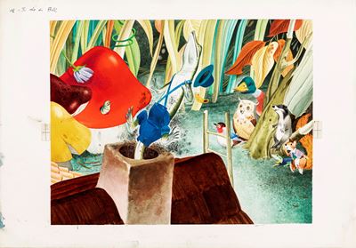 Lupatelli, Illustrazione originale per 'Alice nel Paese delle Meraviglie', tempera su cartone