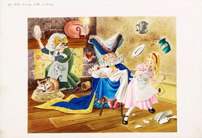 Lupatelli, Illustrazione originale per 'Alice nel Paese delle Meraviglie', tempera su cartone
