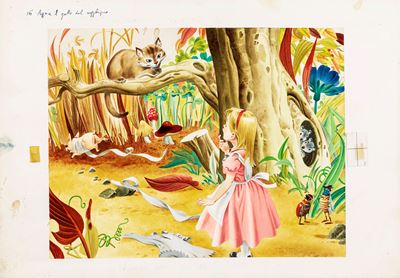Lupatelli, Illustrazione per 'Alice nel Paese delle Meraviglie', tempera su cartone