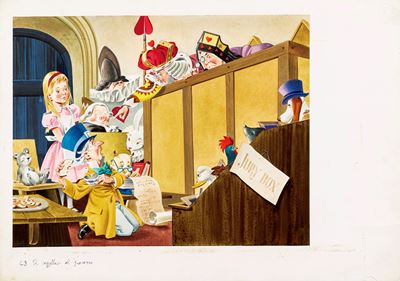 Lupatelli, Illustrazione per 'Alice nel Paese delle Meraviglie', tempera su cartone