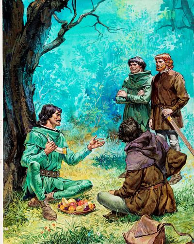 Illustrazione per il romanzo 'Robin Hood', tempera su cartone, 1965