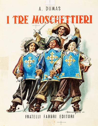 I tre moschettieri, matita, acquerello e tempera su cartoncino